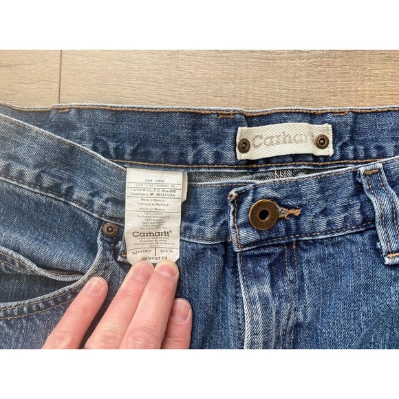 Carhartt Workwear Mens 35 x 30 Medium Wash Relaxed Fit B213 Blue Jeans - Picture 4 of 9